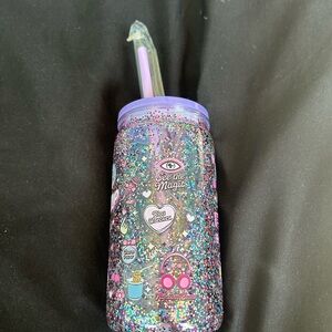 Purple Glitter Icon Tumblers with Straw